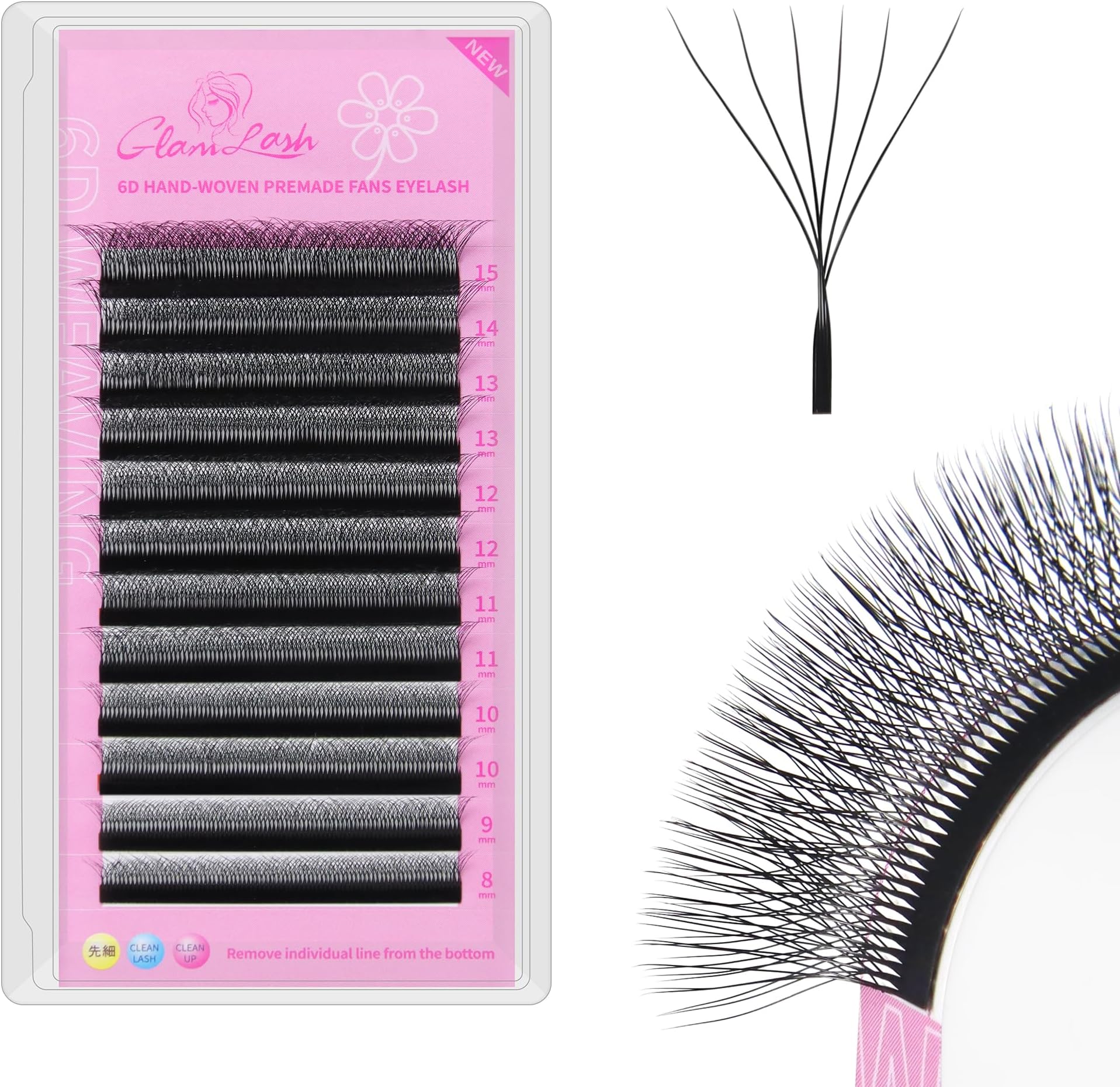 6D W Eyelash Extensions Premade Lash Fans Russian Volume Professional Salon Supplies(6D,0.07,D,9-13mm)