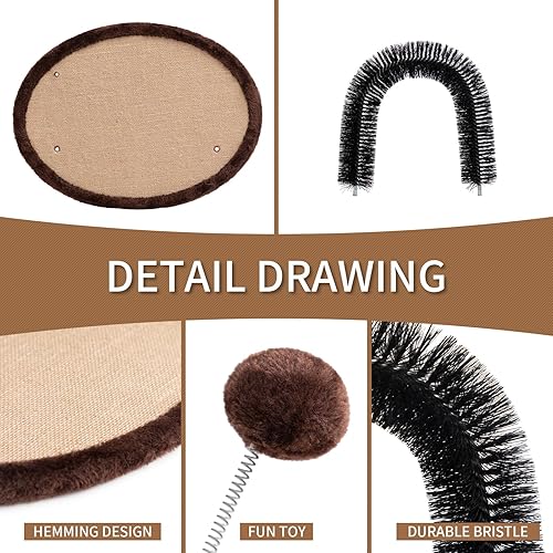 Miniatura 10 de Hollypet Masajeador y rascador de auto aseo - Cepillo de arco de gato para aseo de espalda, almohadillas limpiadoras de cabello