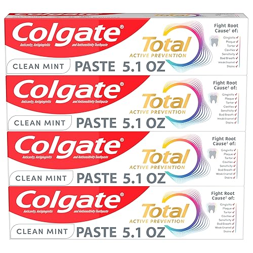 Colgate Total Active Prevention - Pasta dental de menta limpia, pasta dental con flúor anticaries fórmula clínicamente probada que combate las
