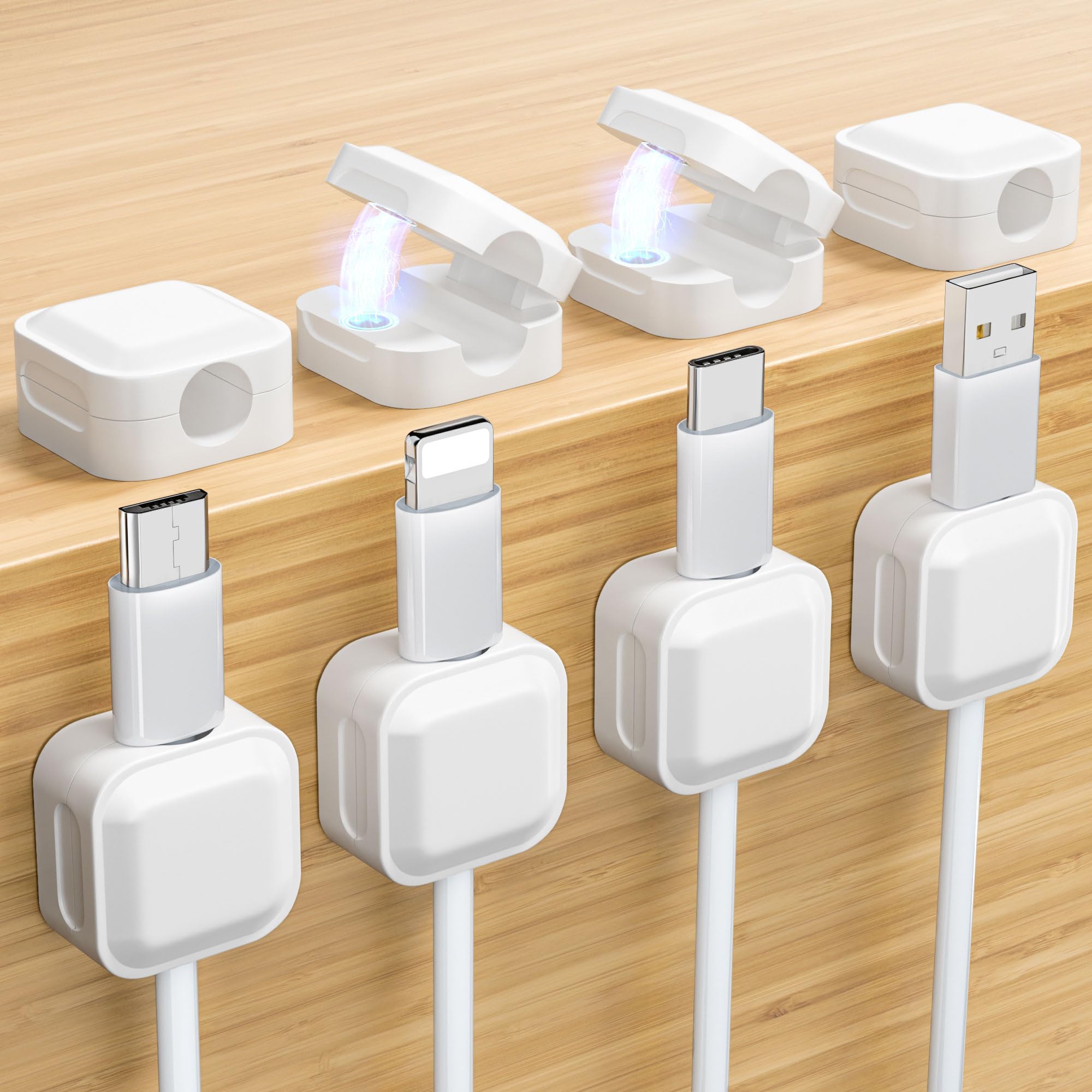 8 uchwyty na kable na biurko, organizer na kable z klejem akrylowym o wysokiej lepkości, nie odpada łatwo, klipsy do kabli biurkowych, kabel sieciowy, HDMI, kabel do ładowania (8 sztuki)