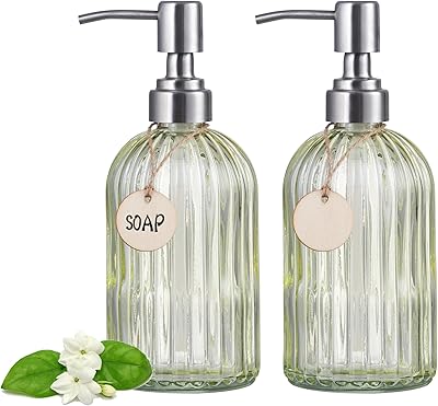 Distributeur De Savon En Verre Ambré Pompe ACIER INOXYDABLE