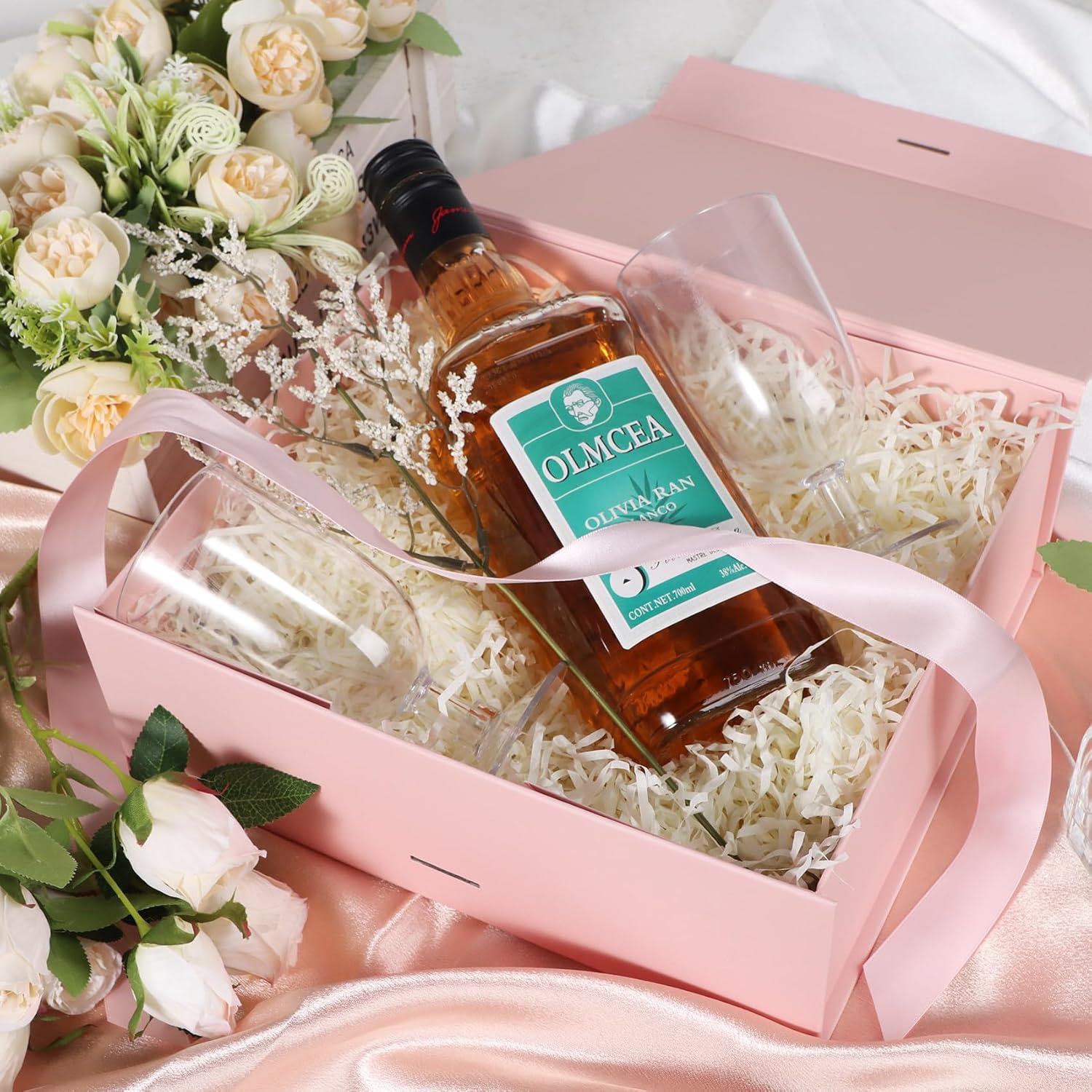 Pink Gift Box with Ribbon Magnetic Lids 10.2x9x3.74 in, Christmas Gift Boxes Bridesmaid Groomsman Proposal Boxes, Wedding Storage Box 5 Pack - Image 6