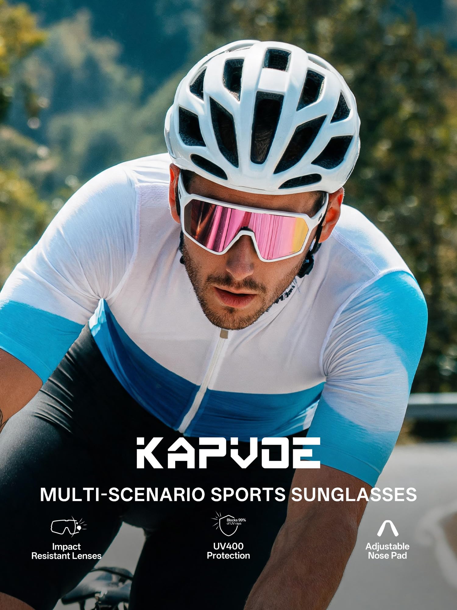 KAPVOE Fahrradbrille Herren Damen Polarisiert Sport Radfahren Sonnenbrille Baseball MTB Radbrille Rennrad Radsport