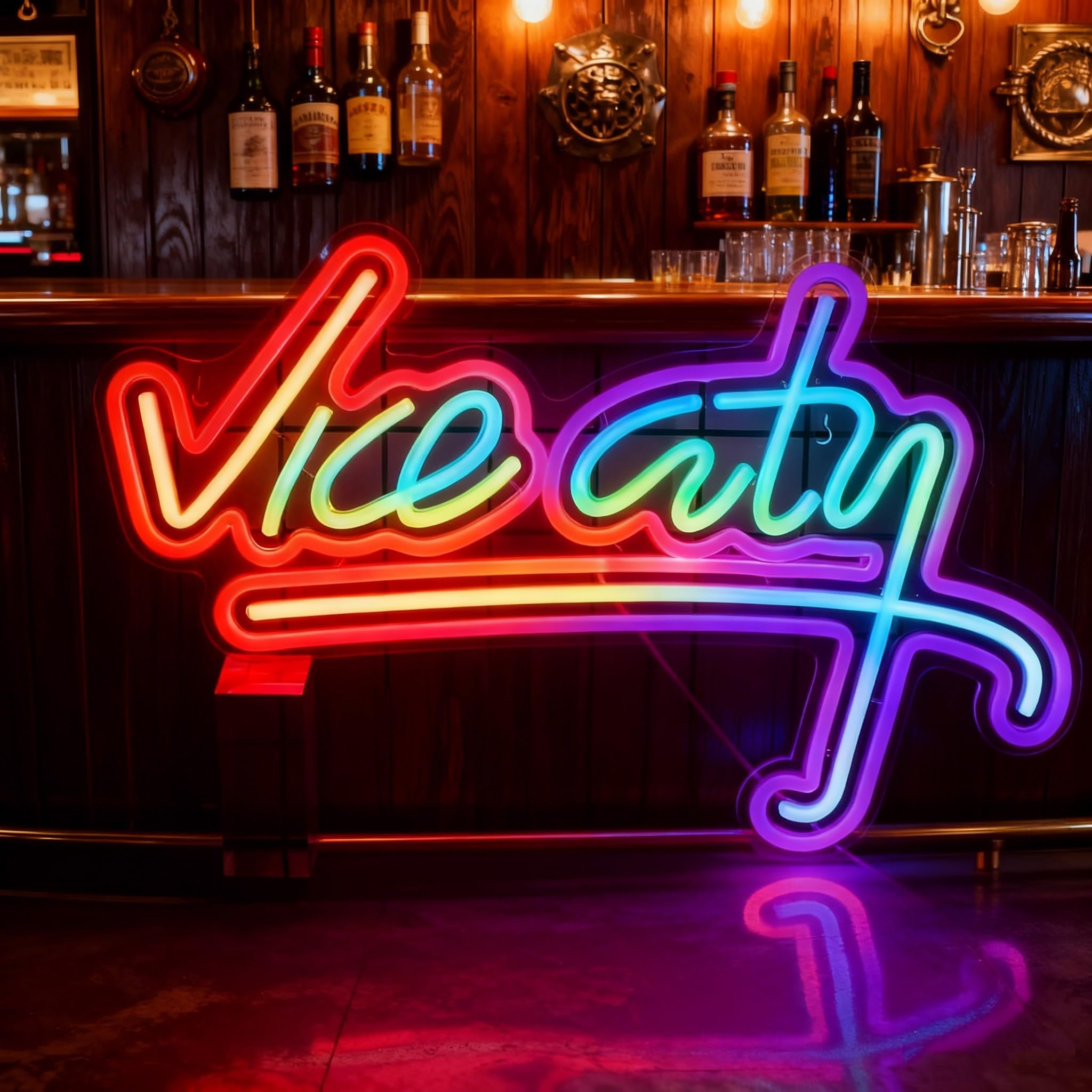 Wielokolorowy neon RGB Vice City jest zasilany przez zmianę kolorów USB, tryby przewijania i migania, pilot zdalnego sterowania do dekoracji domu, na wesela, spotkania