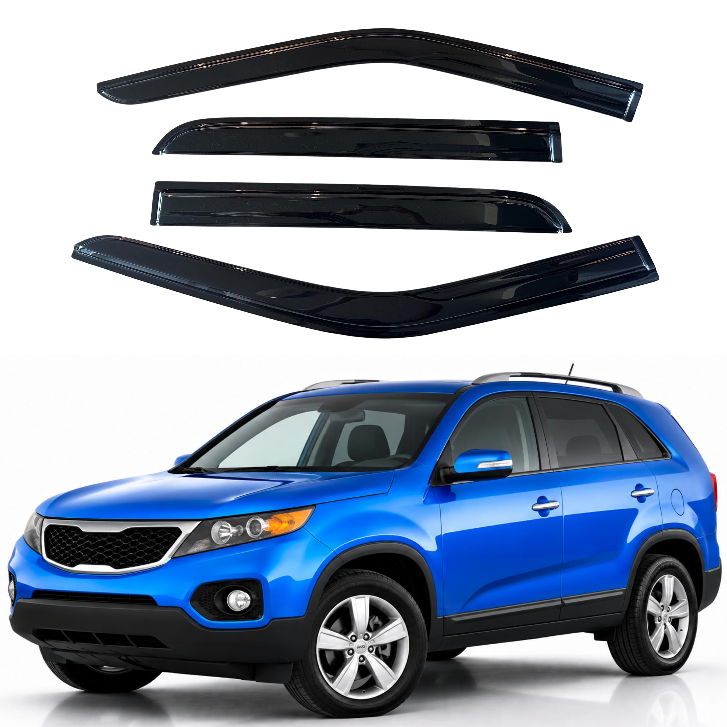 IG Window Visors Fit for 2011-2015 Kia Sorento, Out-Channel Rain Guards Vent Wind Deflectors 4PC, Car Accessories for 11-15 Sorento
