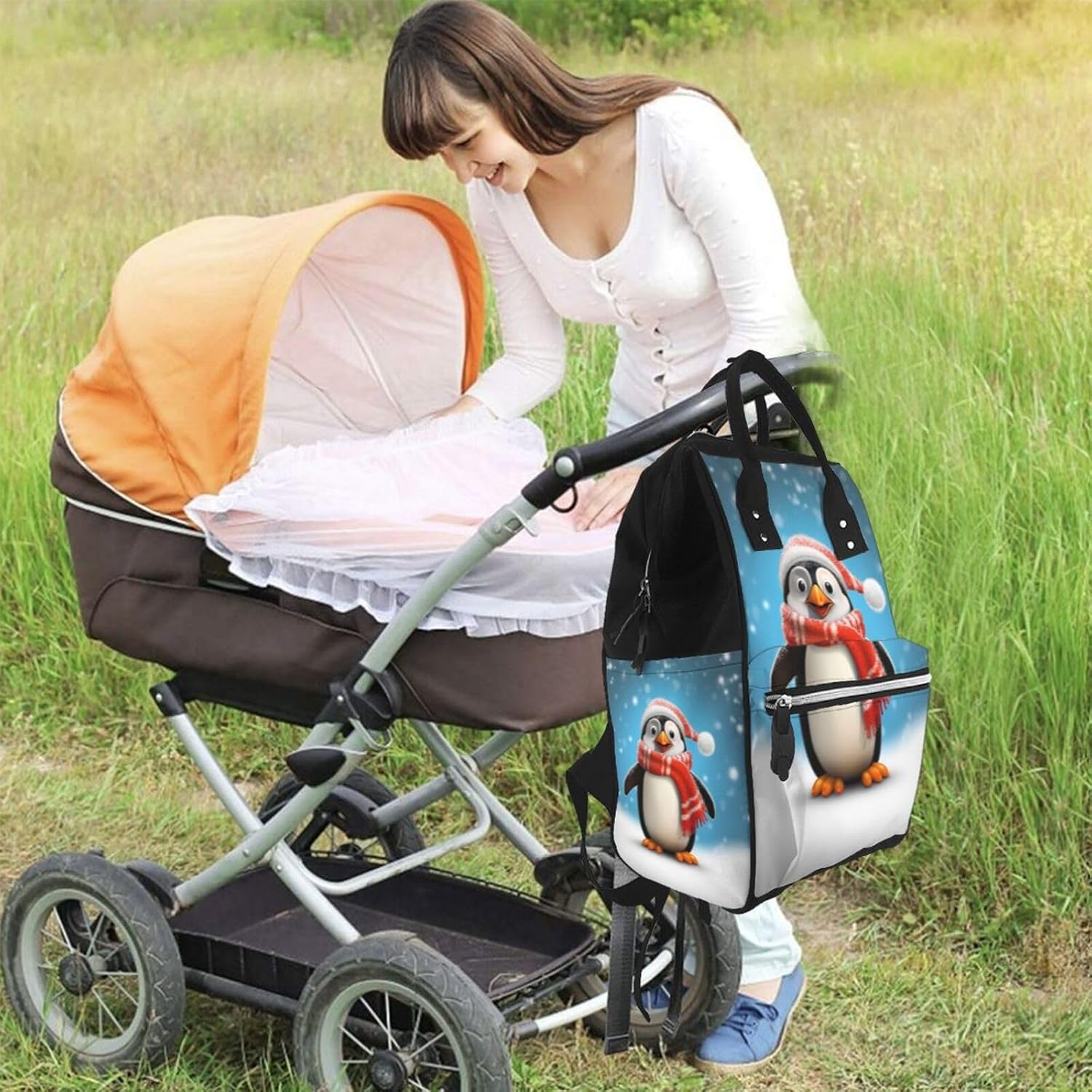 Christmas Funny Penguin Diaper Bag Backpack Mommy Bag Multifunction Travel Maternity Baby Changing Bags