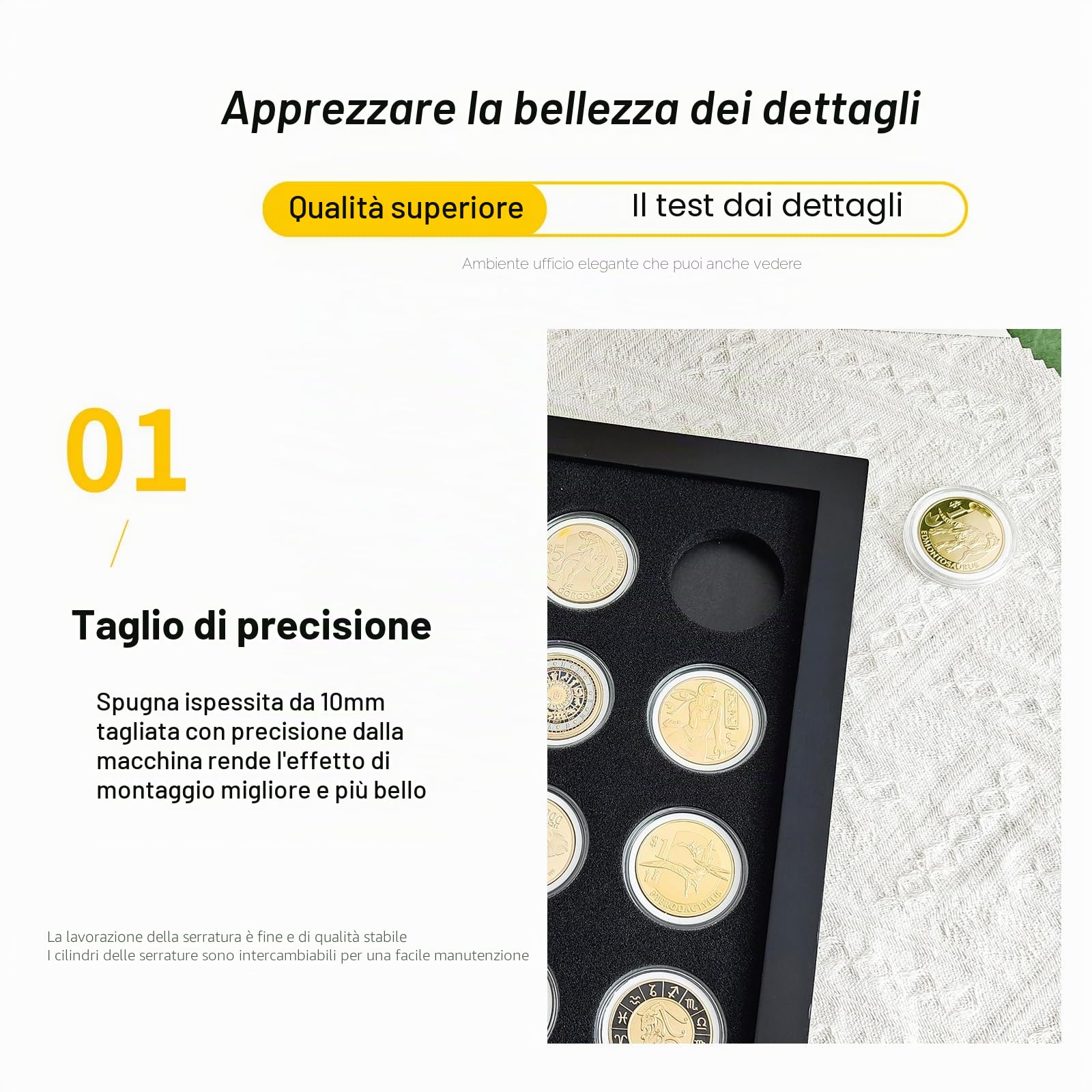 Espositore in legno per monete da casinò, espositore per 12 monete, espositore per monete militari, espositore per gettoni da casinò, cornice per monete da collezione, protezione UV al 98%, con vetro