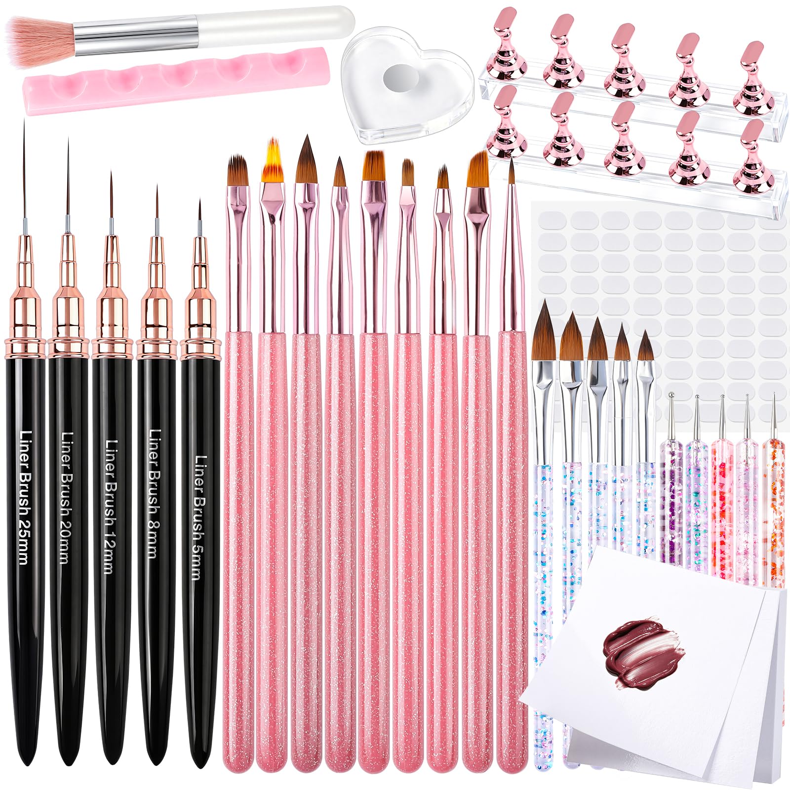 YGDZ Nail Art Tools, Nail Art Brushes, Nail Stand for Press On, Liner Brushes, Nail Dotting Tools, Nail Art Pens, Nail Design Tools Kit, Nail Stuff, Nail Brush for Gel Polish, DIY Nail Art
