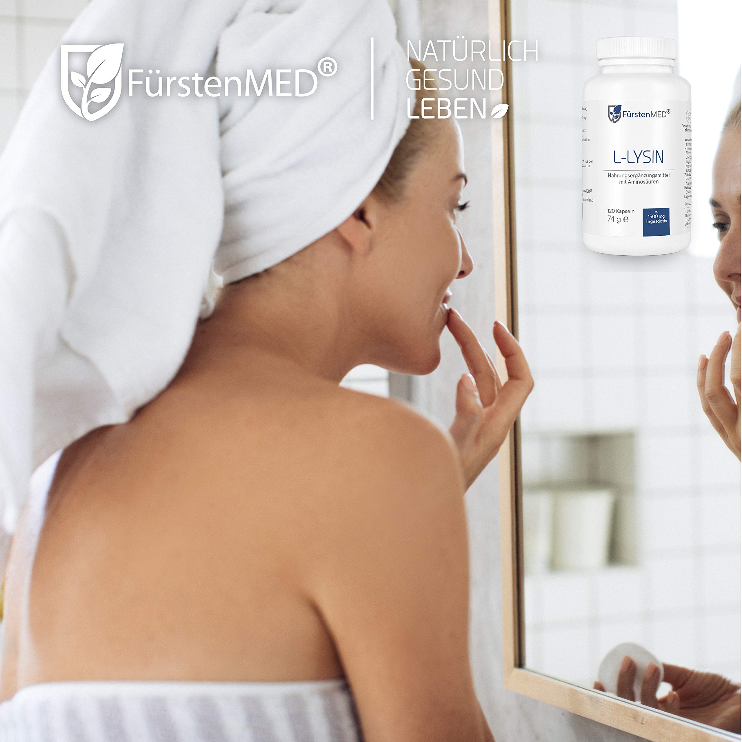FürstenMED® L-Lysin Kapseln Hochdosiert - 1500mg Pflanzlich fermentiertes L-Lysin pro Tagesdosis - 120 Kapseln, Laborgeprüft, Vegan & Ohne Zusatzstoffe