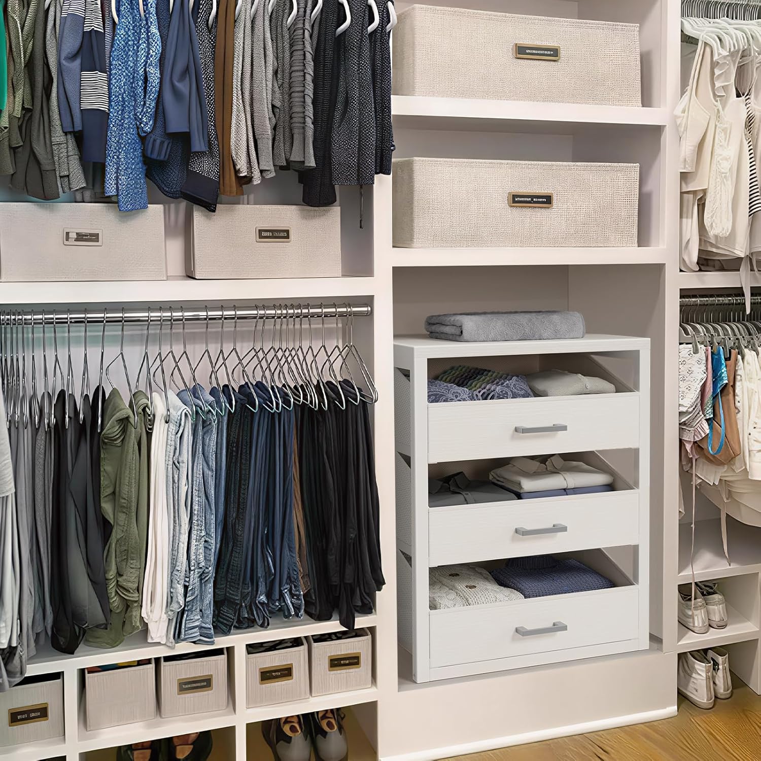 BOLUO Closet Drawers White 3 Drawer Dresser for Closet Organizers and Storage Bedroom Dorm Modern