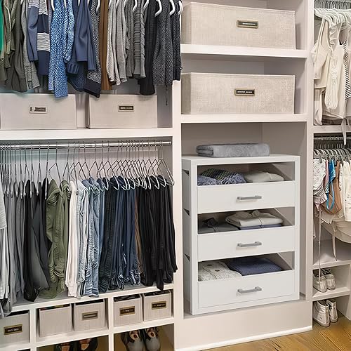 Miniatura 7 de BOLUO Cajones de armario blancos con 3 cajones para organizadores de clóset y almacenamiento de dormitorio dormitorio moderno