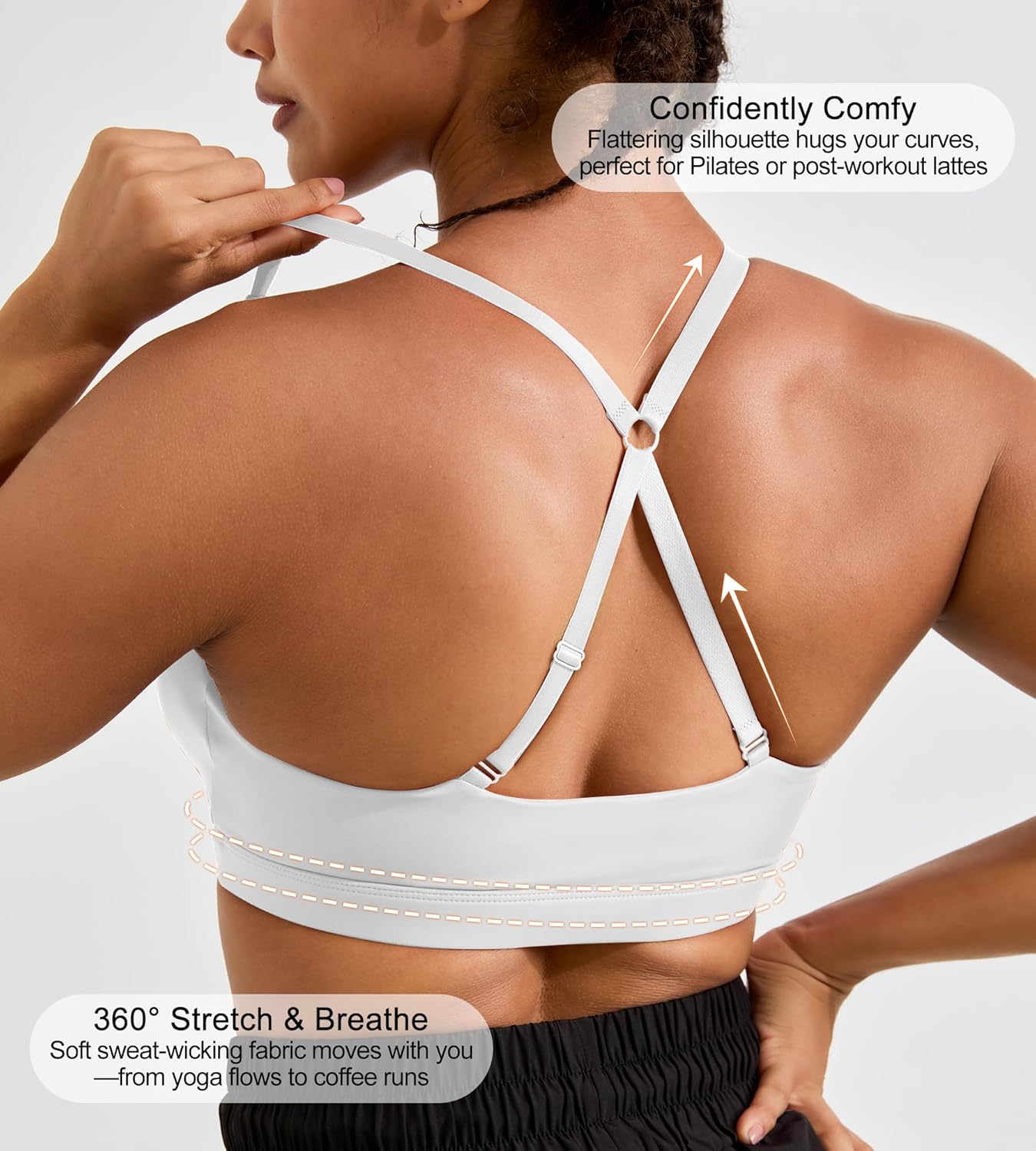 Padded Sports Bras for Women - Strappy Sports Bra Workout Tops for Women Twist Front Gym Tops
