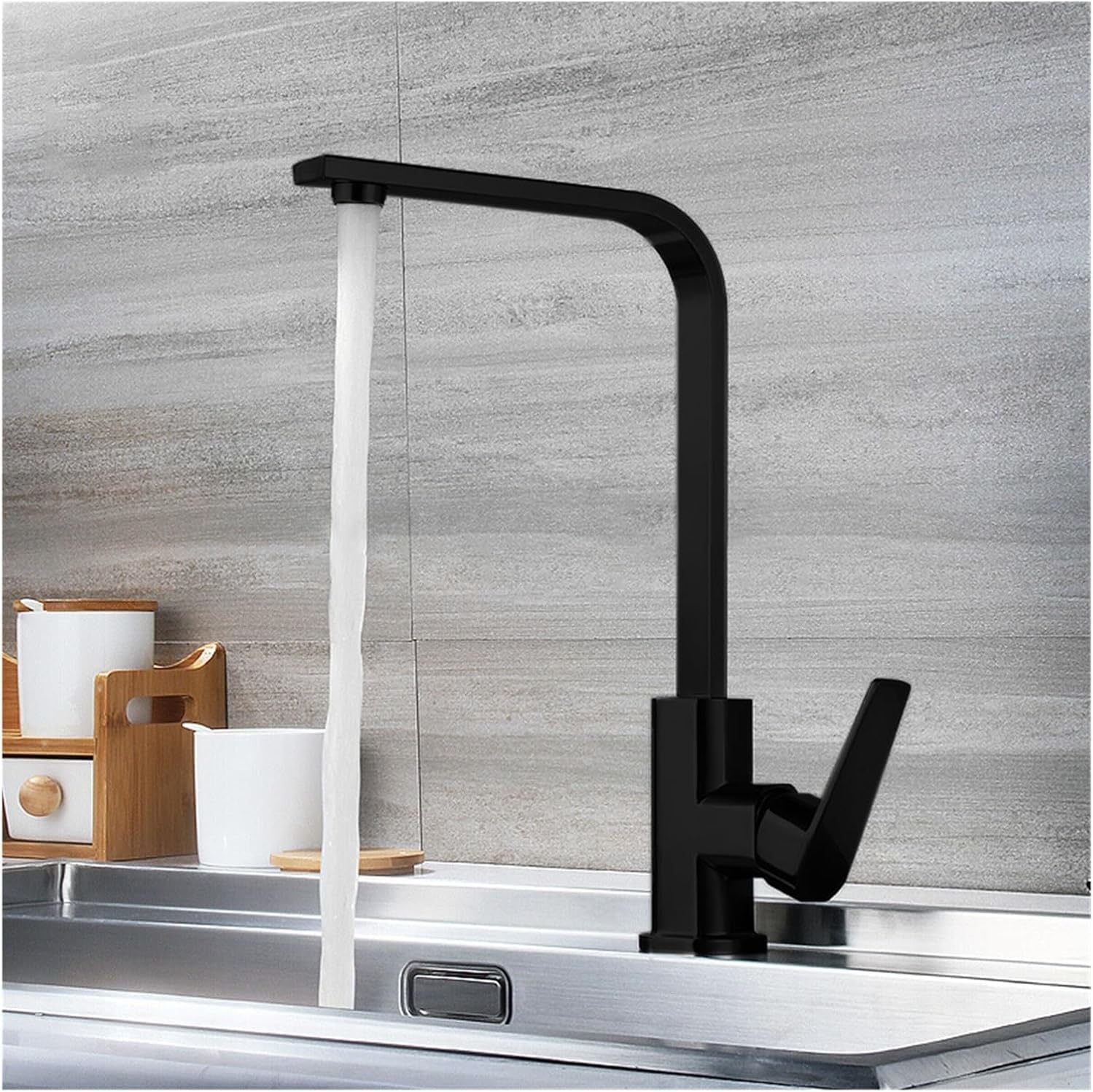 Robinet de lavabo chaud et froid rotatif à commande fluide