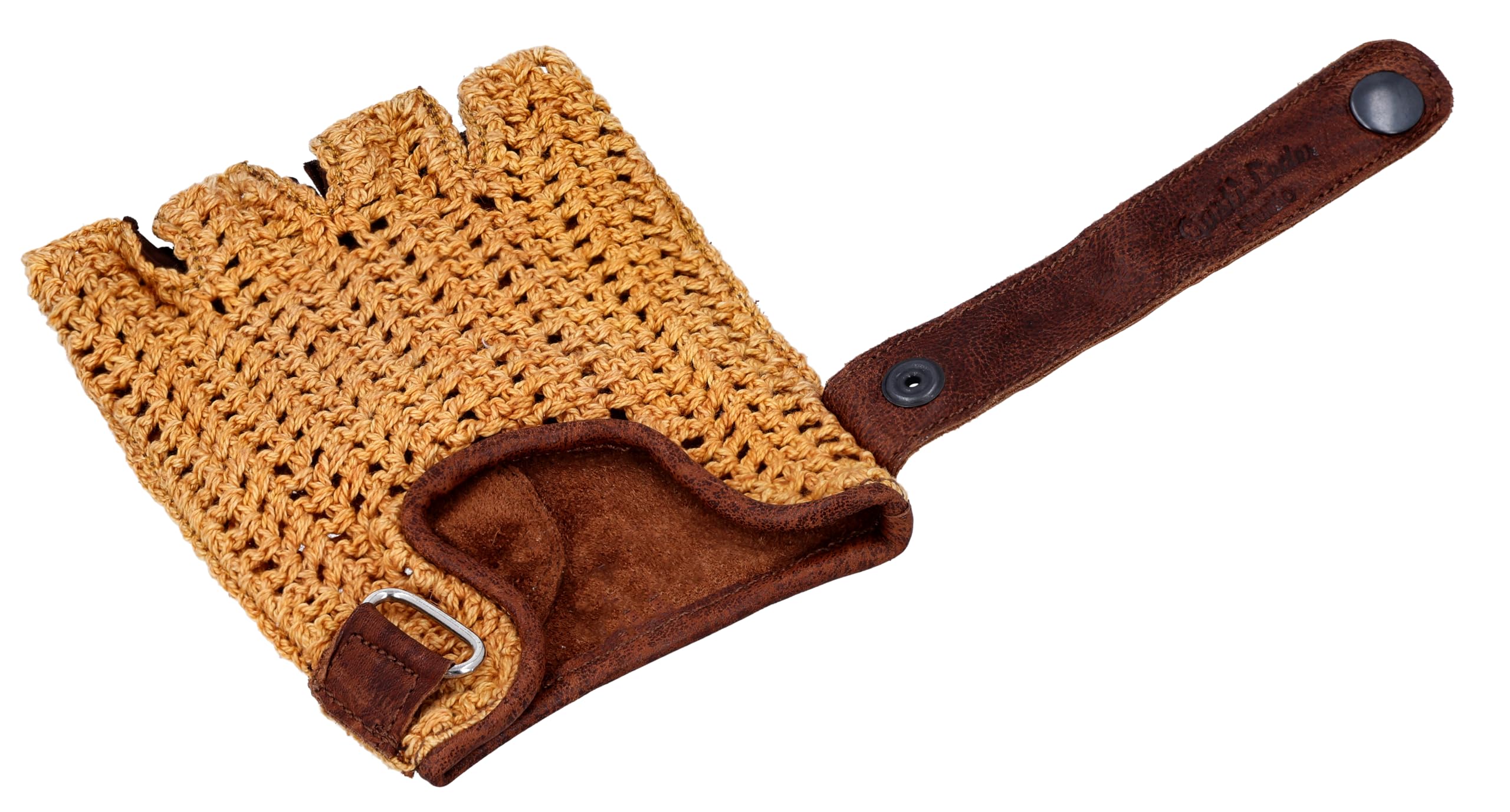 Gusti Leder Lederhandschuhe Maison - Handschuhe Fahrradhandschuhe mit Baumwolldetails Gelb Braun Leder