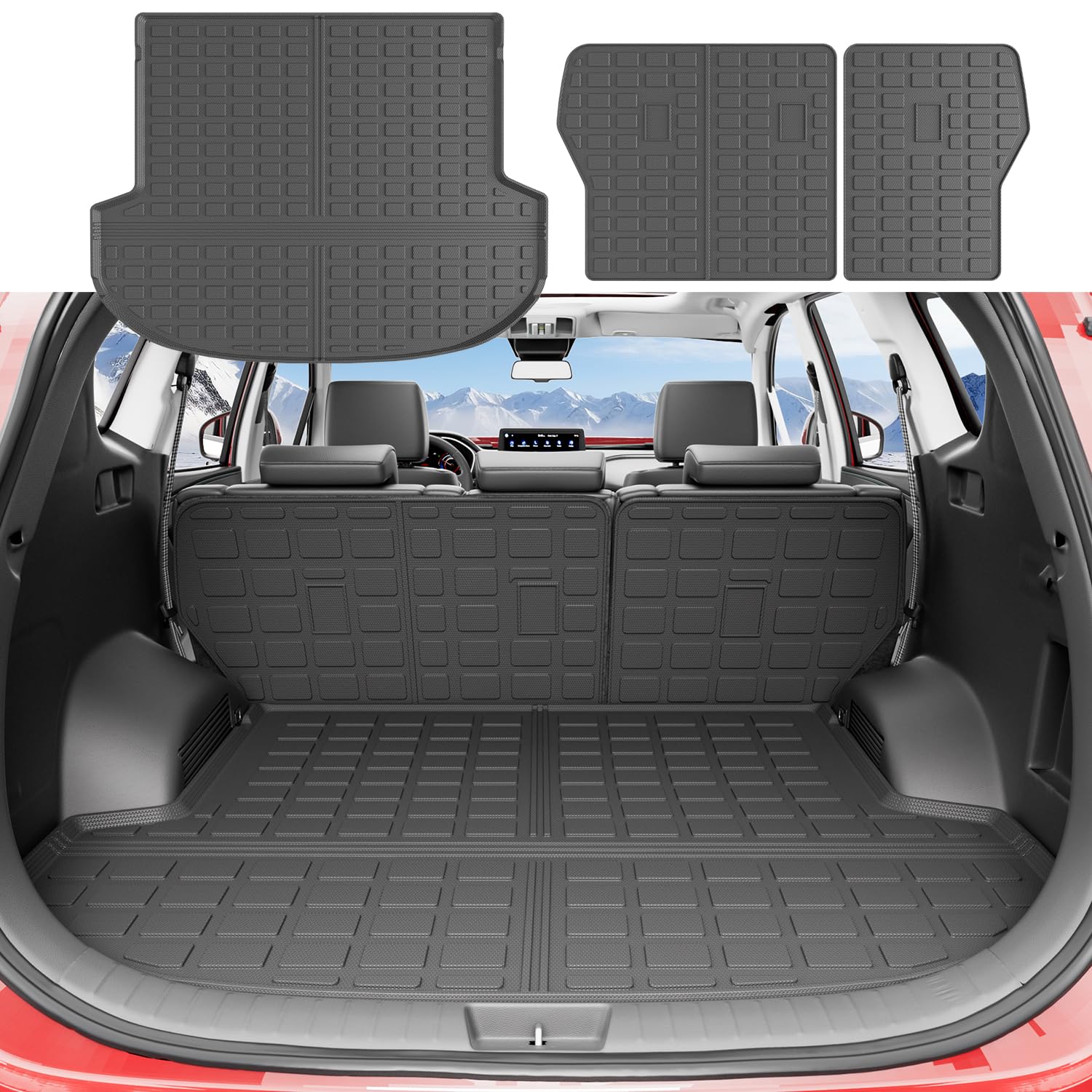 5 Seat Cargo Mat Compatible with 2021-2023 Santa Fe Cargo Liner Trunk Liner Backrest Trunk Mat Replacement for 2021-2023 Santa Fe Accessories
