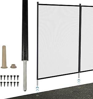 Pool Fence Replacement Pole – 5ft Peg Pole for DIY Pool Fence with 1/2-inch Stainless Steel Insert, Cap, Molding, Tan Deck Sleeve & Plug – Black Fence Pole for Aluminum Pool Fence Systems