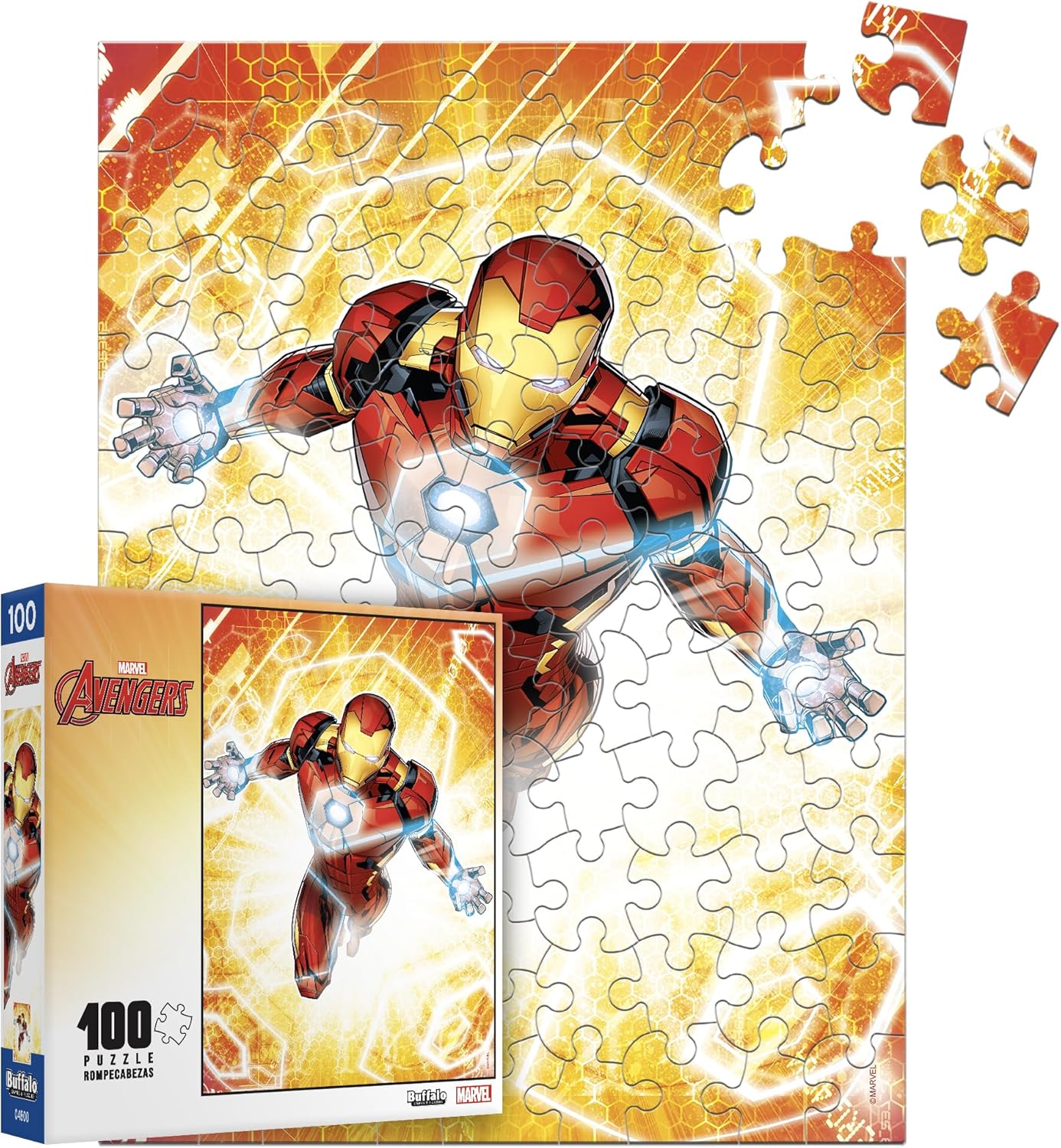 Buffalo Games - Marvel - The Armored Avenger - 100 Piece Jigsaw Puzzle for Families Challenging Puzzle Perfect for Family Time - 100 Piece Finished Size is 15.00 x 11.00, Large
