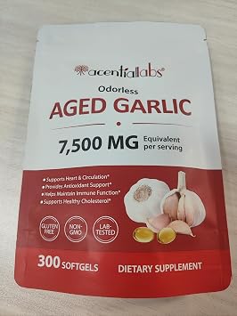 Odorless Aged Garlic Extract 7500mg | 300 Softgels, High Strength Odourless Concentrated Extract, Gentle Daily Support | Non-GMO, Gluten-Free
