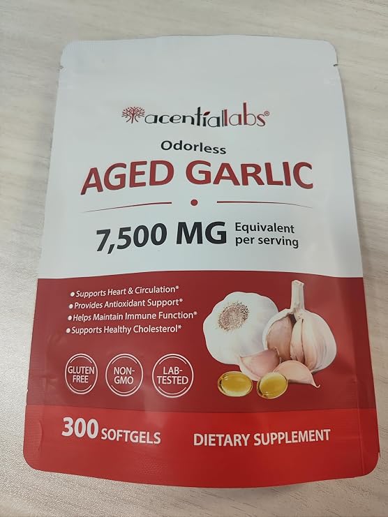 Odorless Aged Garlic Extract 7500mg | 300 Softgels, High Strength Odourless Concentrated Extract, Gentle Daily Support | Non-GMO, Gluten-Free