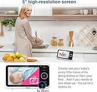 Vista 4 de VTech VM350 Monitor de video con batería admite modo de video de 12 horas, modo de audio de 21 horas, pantalla de 5 pulgadas, alcance de 1000 pies