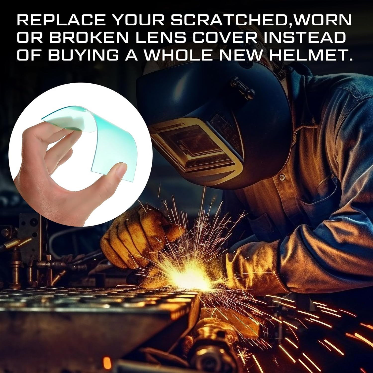 Copkim 5 Pcs Large Viewing Screen Replacement Lens Welding Helmet Accessories for Welder Welding Helmet (Round Outer Screen + Inner Screen)