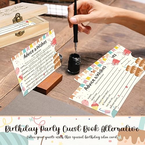 Miniatura 3 de 60 tarjetas de deseos de cumpleaños, caja de consejos para libros de invitados para fiestas, consejos y deseos para juegos, para 16, 18, 30, 40, 50,
