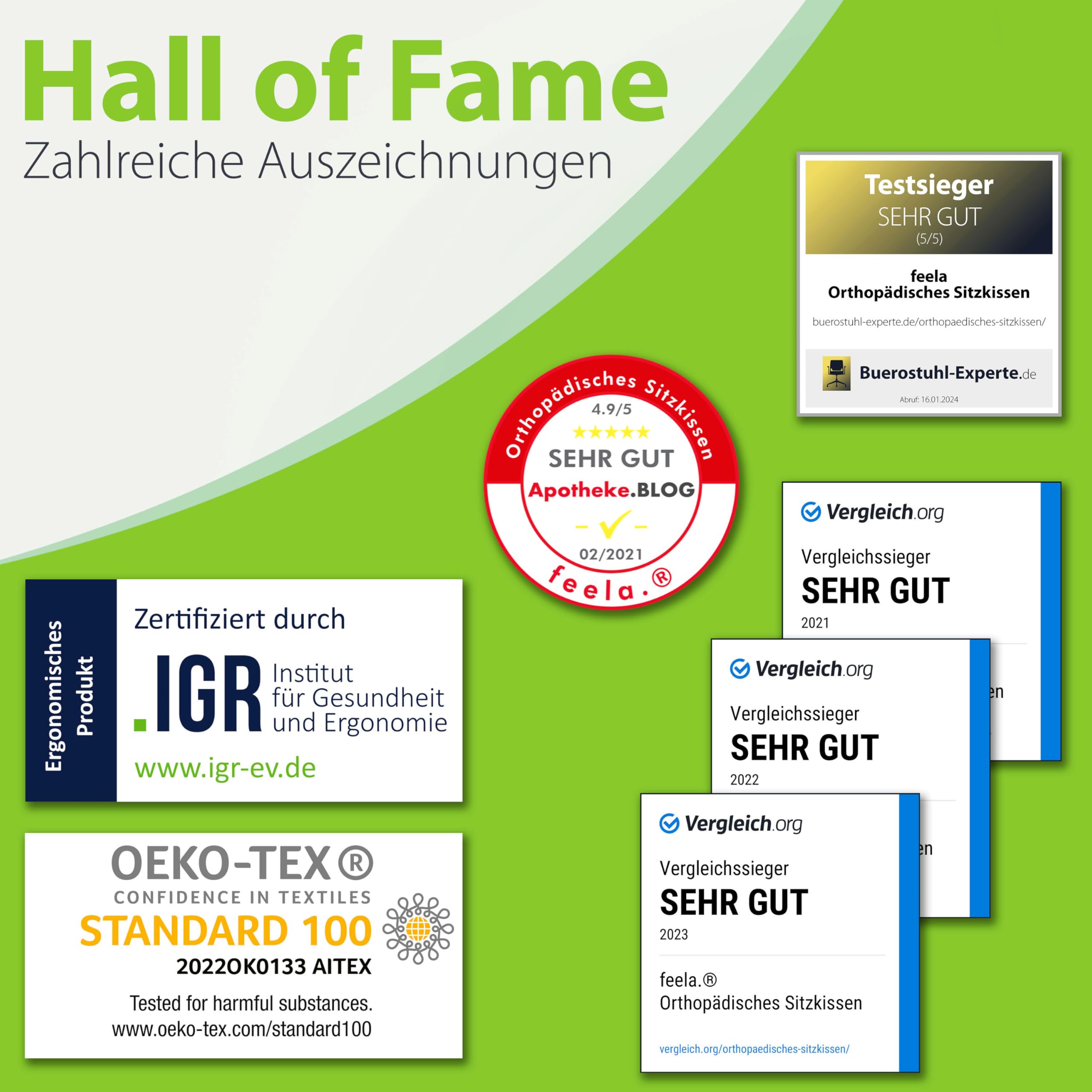 feela. Orthopädisches Sitzkissen 3 Härtegrade TESTSIEGER Ergonomisches Sitzkissen für Bürostuhl Auto Medium