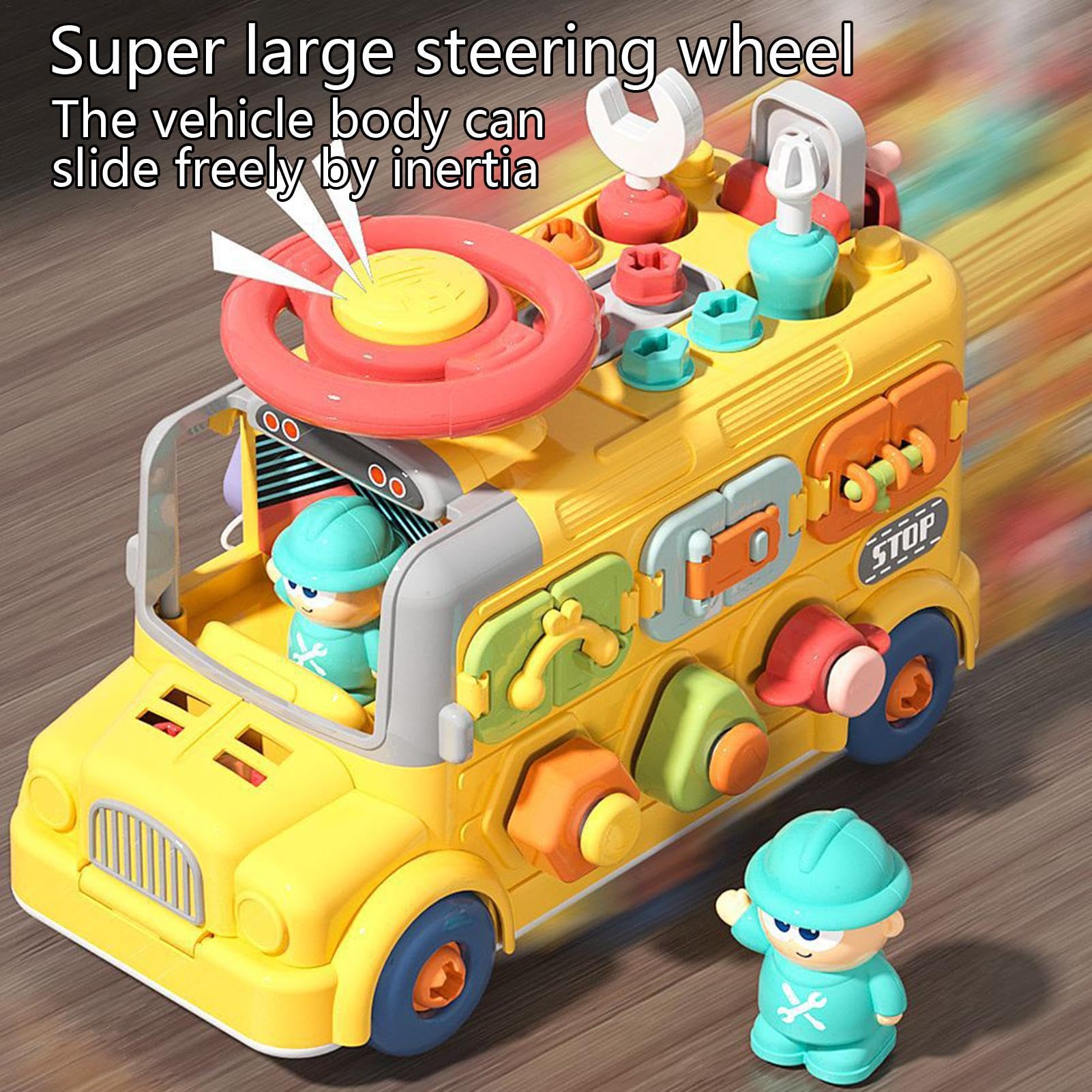Cubo Occupato, cubo di attività per Bambini | Cubo da Viaggio | sensoriale a Forma di Autobus per Bambini,Giocattolo per seggiolino Auto da Viaggio, cubo di attività, Giocattoli sensoriali