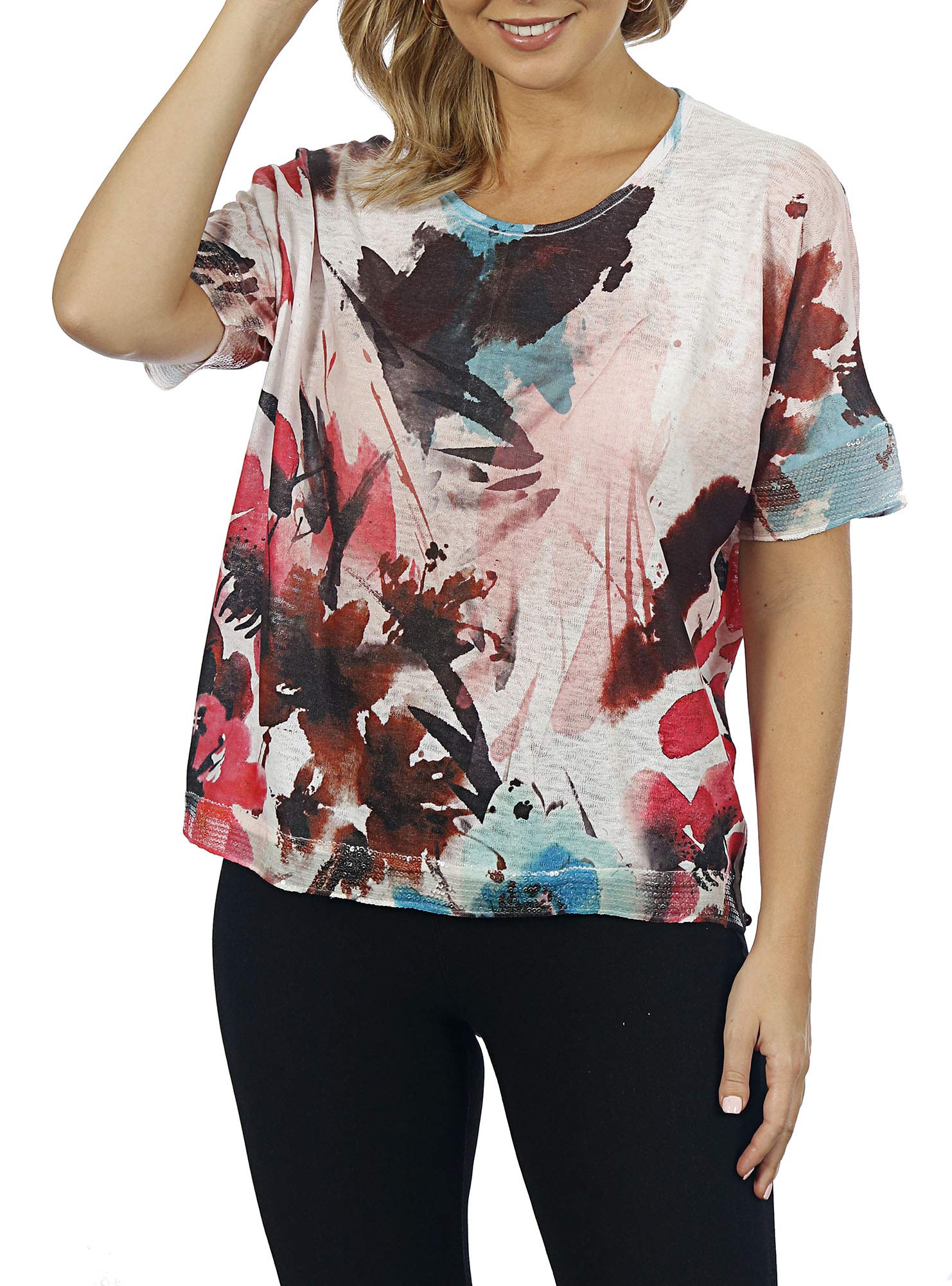 Women's Colorful Printed Drop Shoulder Top