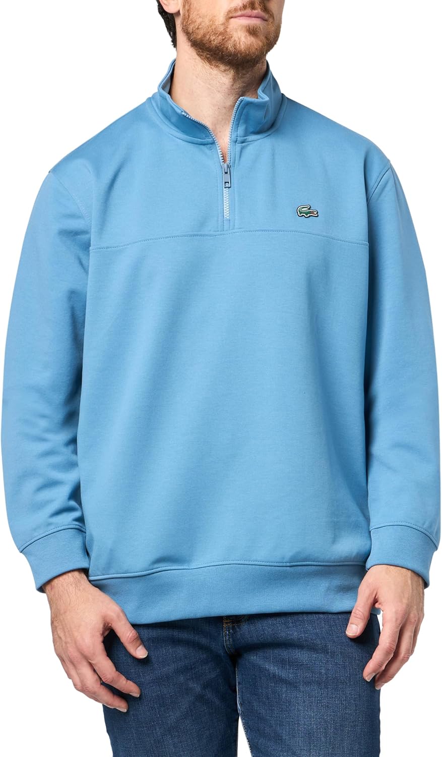 Lacoste Men's Zip Neck Cotton Blend Sweatshirt