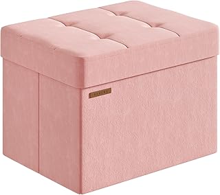 ABHENG Folding Storage Ottoman, Velvet Storage Bench, Footrest, Bed End ...