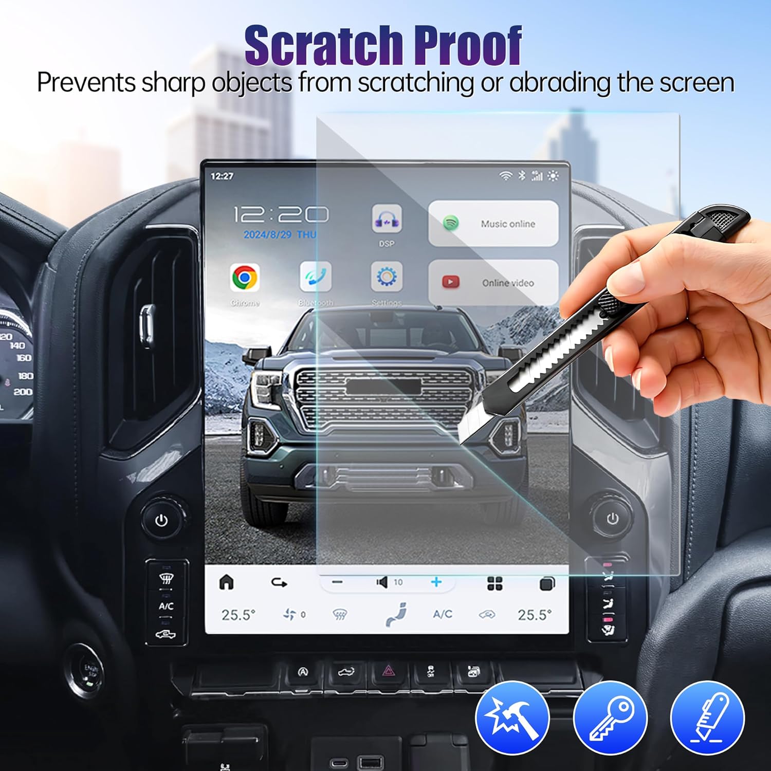 Anti-Scratch Screen Protector Designed for AuCar 15.6" Car Radio Touchscreen, Compatible with Chevrolet Silverado GMC Sierra 2019-2024, Matte [No Glare & Fingerprint] Protector Film (S1)