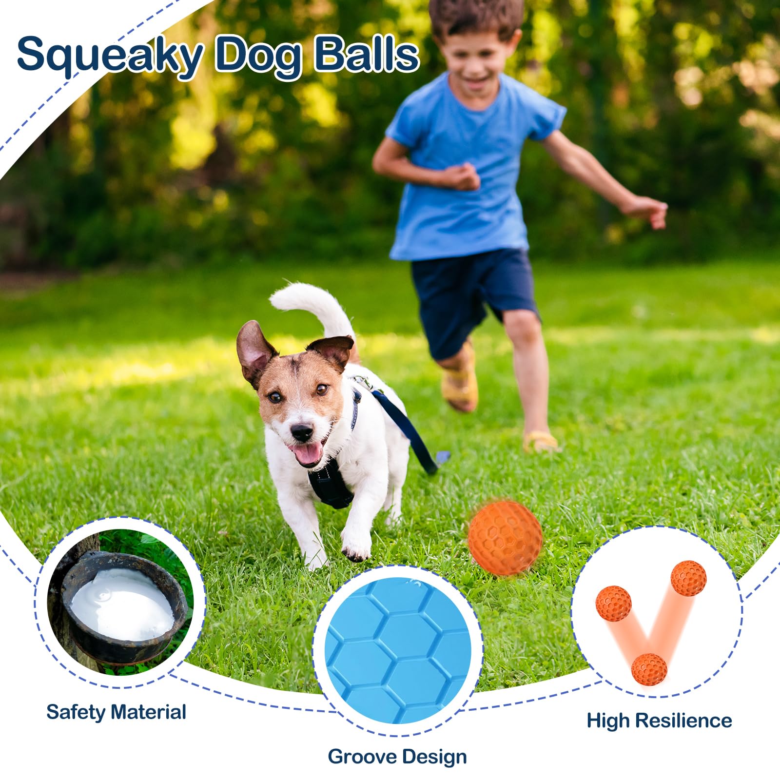 Paquete de 2 bolas indestructibles chirriantes para perros masticadores agresivos, juguetes interactivos para dentición, aliviar la ansiedad. Juguete para perros para razas grandes, medianas y