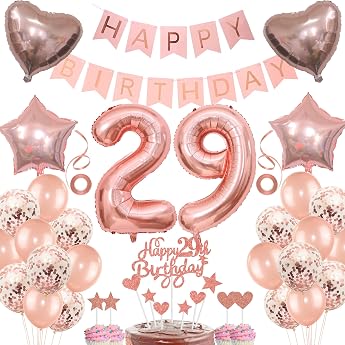 Decoration 29th Birthday woman cake decoration 29th birthday women decoration gift for 29th Birthday Woman Rose Gold Birthday 29 Women 29 Years Birthday Decoration Balloon 29th Birthday 29 Years Woman