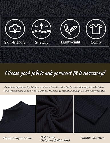 Miniatura 4 de JoZorro Camisetas de Cuello Alto con Capucha para Hombre, Cuello Alto, Cuello de Tortuga, Suéteres de Manga Larga de Algodón Premium para Hombre