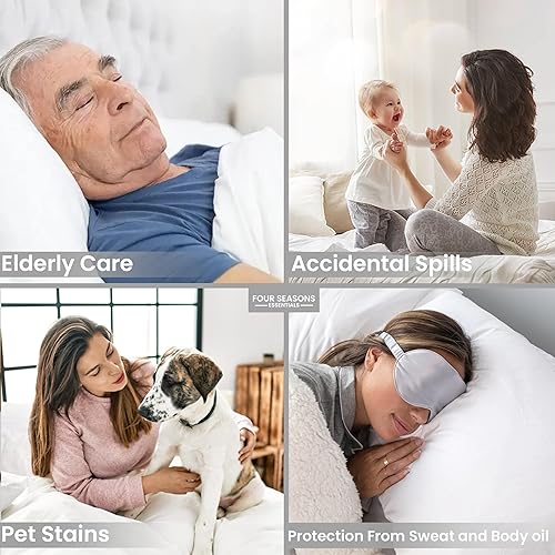 Miniatura 6 de Protector de colchón impermeable tamaño Queen, funda de colchón ajustable con bolsillos elásticos de 18 pulgadas de profundidad, silencioso, lavable