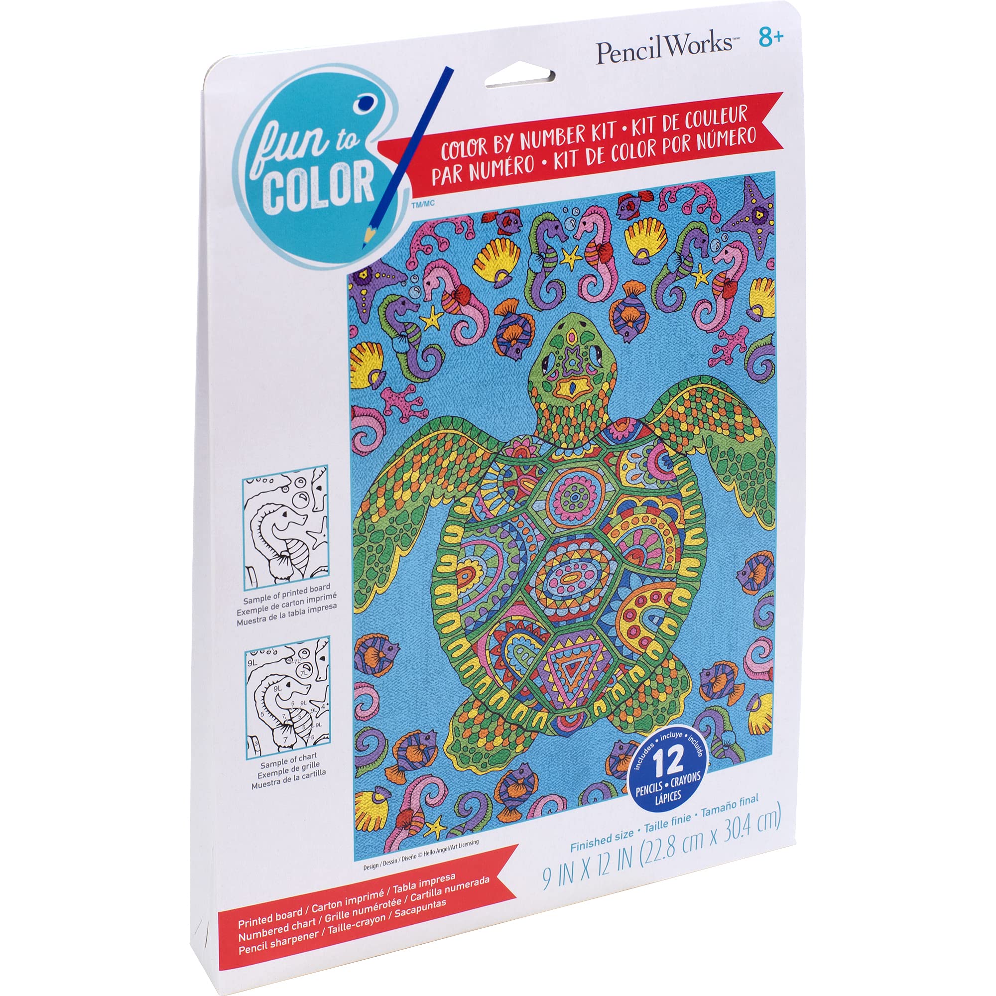 Dimensions PencilWorks Turtle Nature Color by Number for Adults and Kids, Finished Project 9" x 12", Multicolor 15 Piece - Image 4