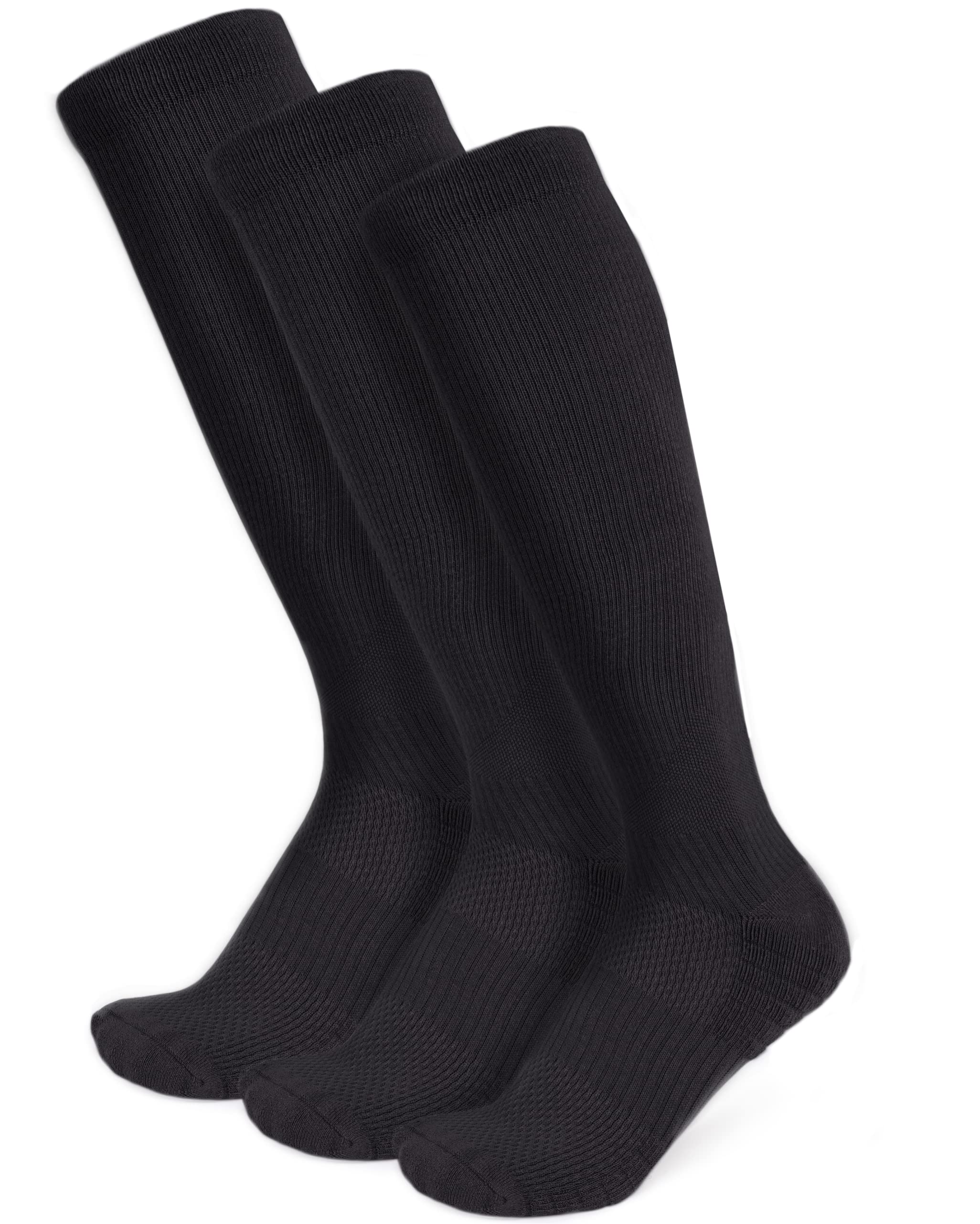 Viasox Black 3 Pack Compression Socks Women & Men, Circulation Support, 12-15mmHg Neuropathy, M