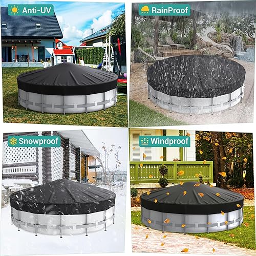 Miniatura 6 de Mrrihand Cubierta redonda para piscina, cubierta de piscina de invierno de 12 pies para piscinas sobre el suelo, cubierta de bañera de hidromasaje