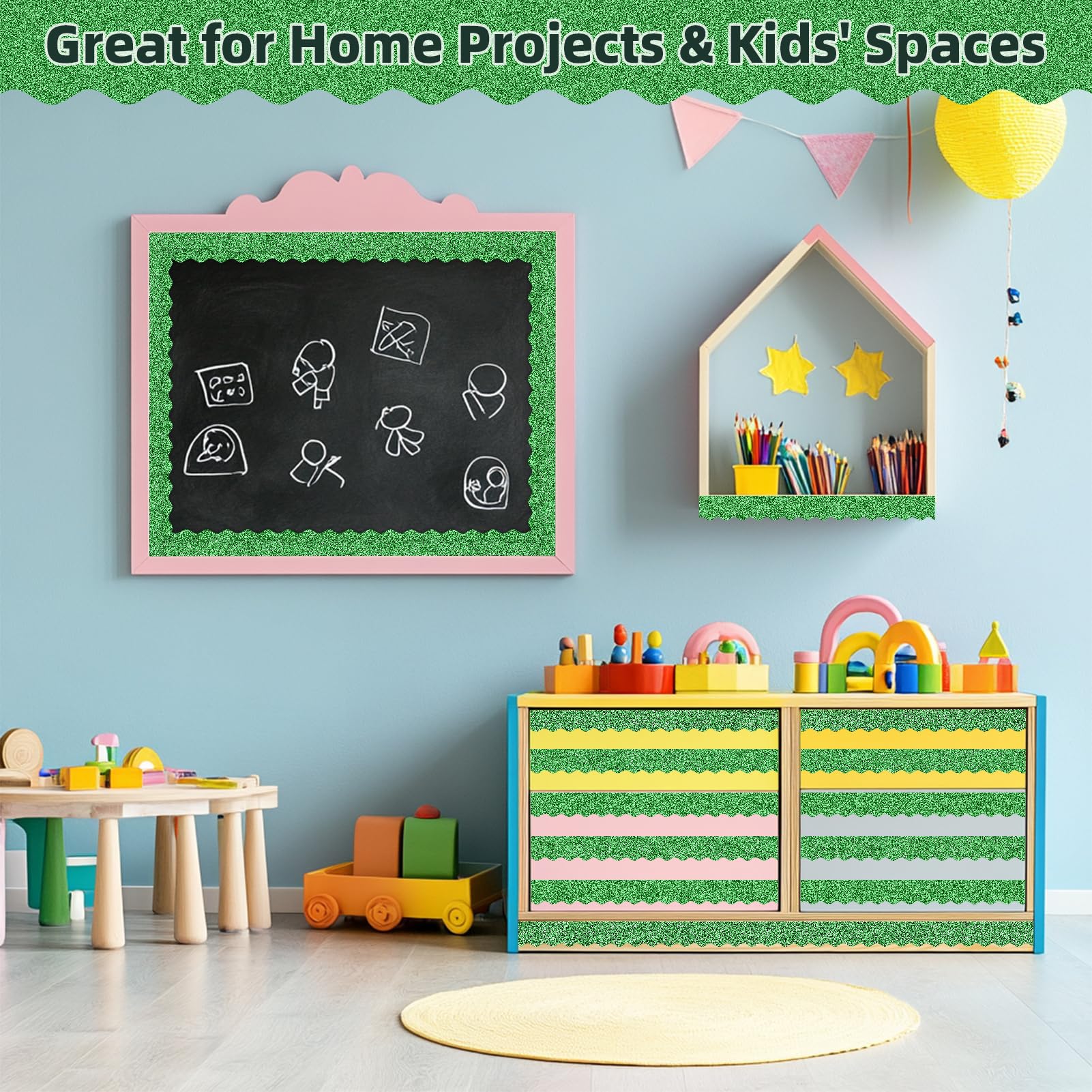 Snapklik.com : 3 Rolls 98.4 Ft Glitter Bulletin Board Borders Set ...
