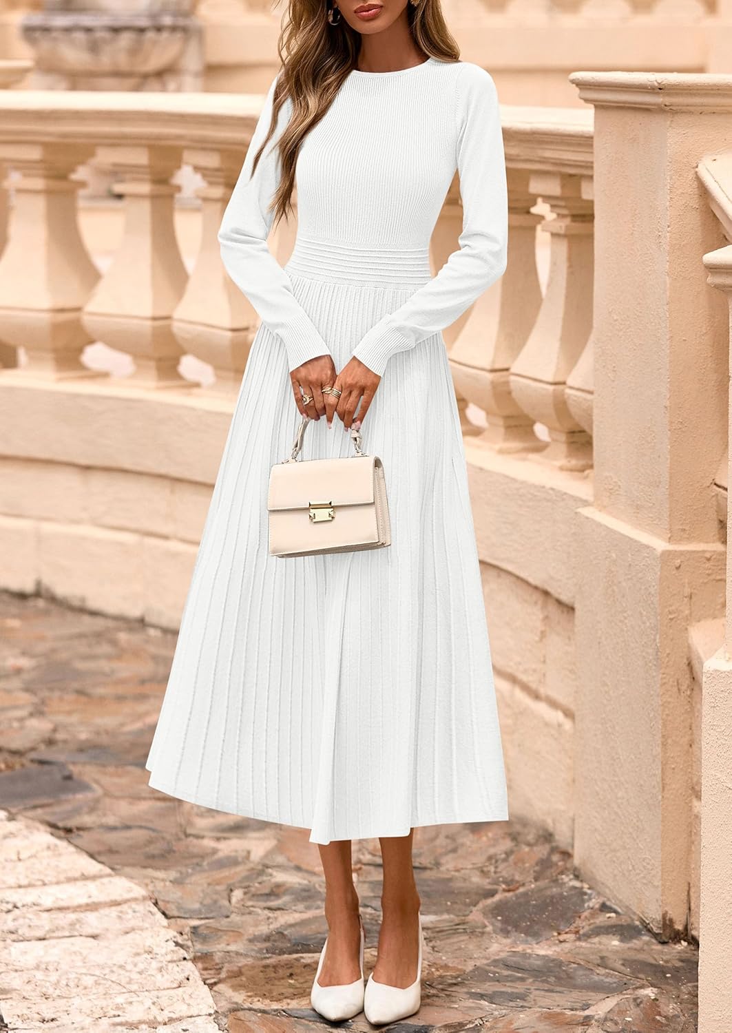 PRETTYGARDEN Womens Sweater Dress 2026 Long Sleeve Elegant Knit A Line Fall Wedding Guest Cocktail Midi Winter Dresses - Image 4