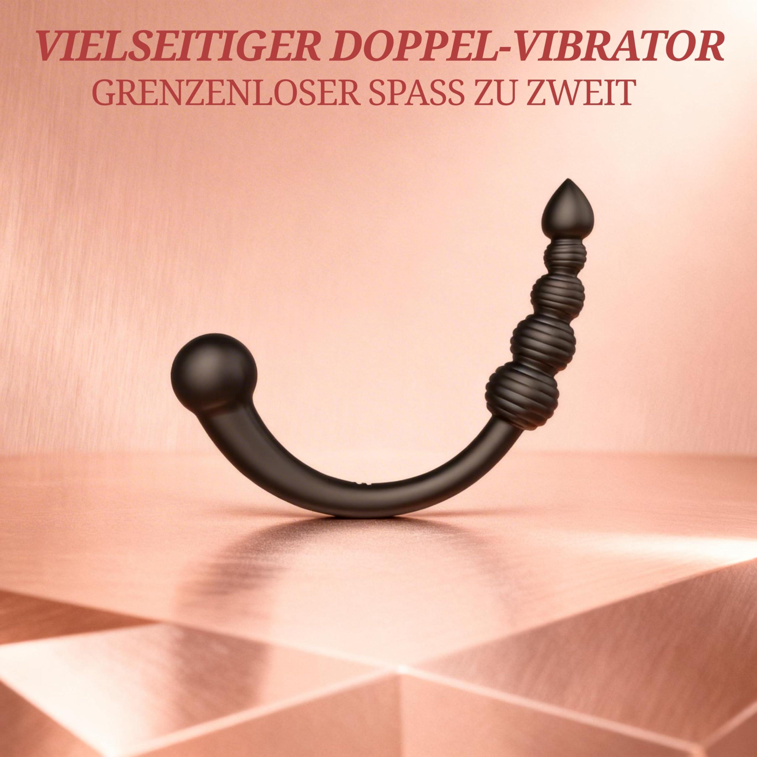 Fops Vibratore Strap-on Doppio– Dildo Doppio 35 cm per Coppie e Solo, 10 Modalità di Vibrazione, Perle & Sfera Grande (Ø 4cm), Silicone Medico Premium, Ricaricabile USB, Impermeabile A145