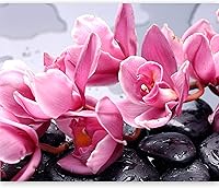 Vista 21 de artgeist Mural de pared prémium Orquídeas blancas Zen 138 x 106 pulgadas, papel tapiz no tejido, decoración de pared de vellón, impresión #04