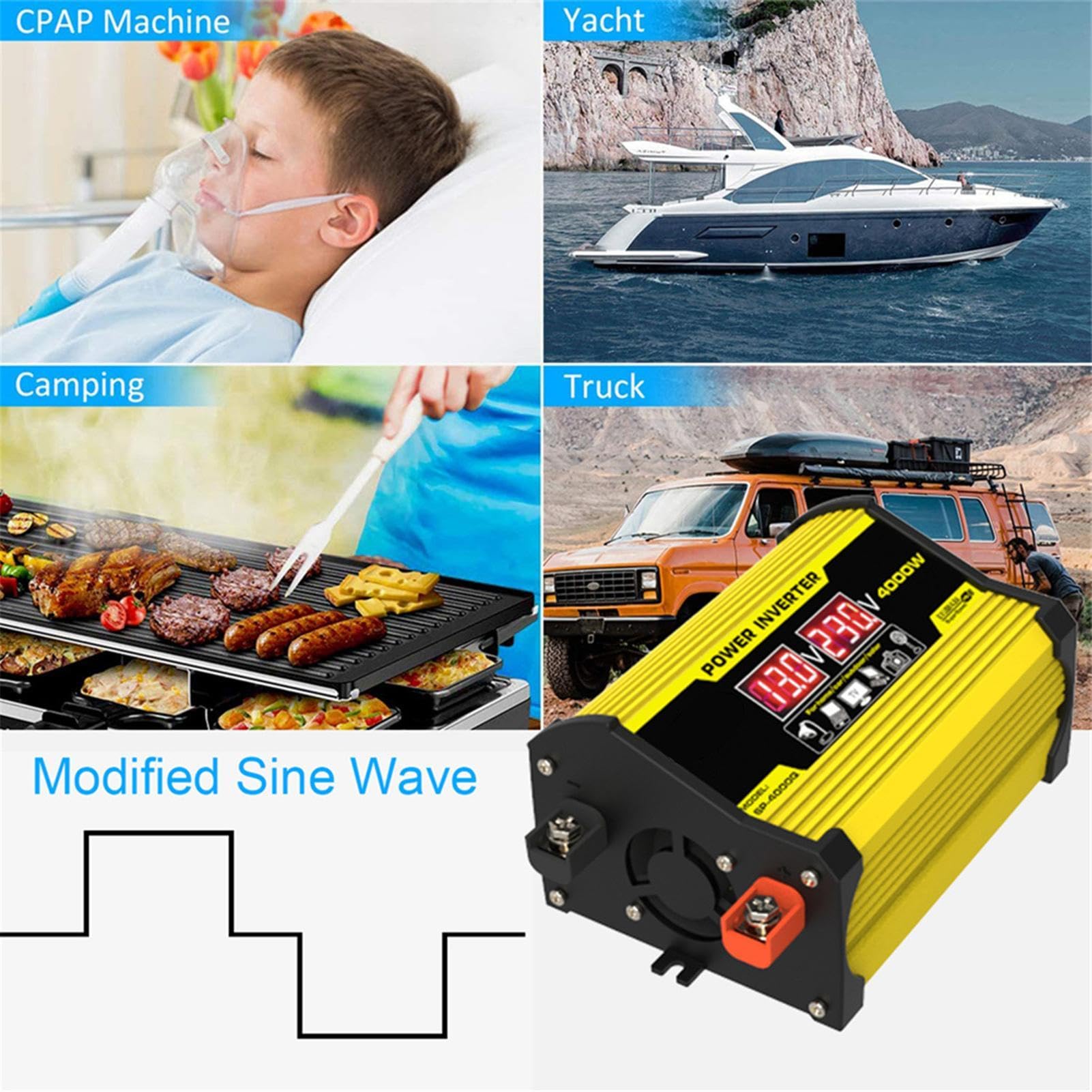Keptfeet di Pannelli solari - Pannello Solare 12V 18W e Kit convertitore 300W,Solare da DC12V a AC110/220V 30A con Porte USB e Display a LED