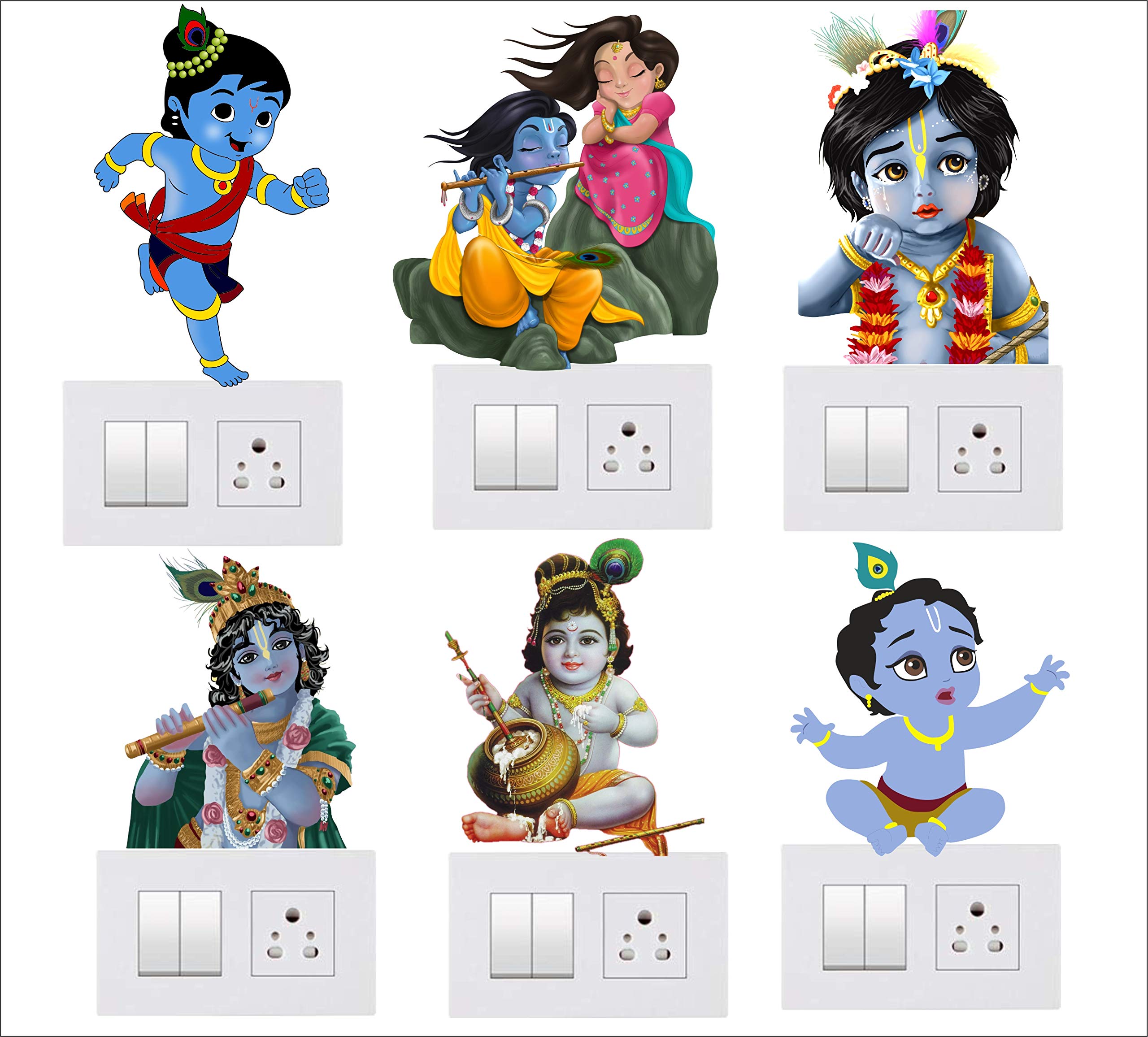 Decals Stock Bal Krishna Wall, Fridge, Switchboard Sticker Panel Sticker Multicolor PVC Vinyl Matte,Sheet Size- 25Cm X 25Cm (B08NB6JX2W) Amazon Price History, Amazon Price Tracker