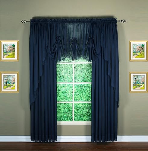 Vista 537 de Today's Curtain - Cortina Emelia de gasa original, panel de 84 pulgadas, negro, 60 pulgadas de ancho x 84 pulgadas de largo