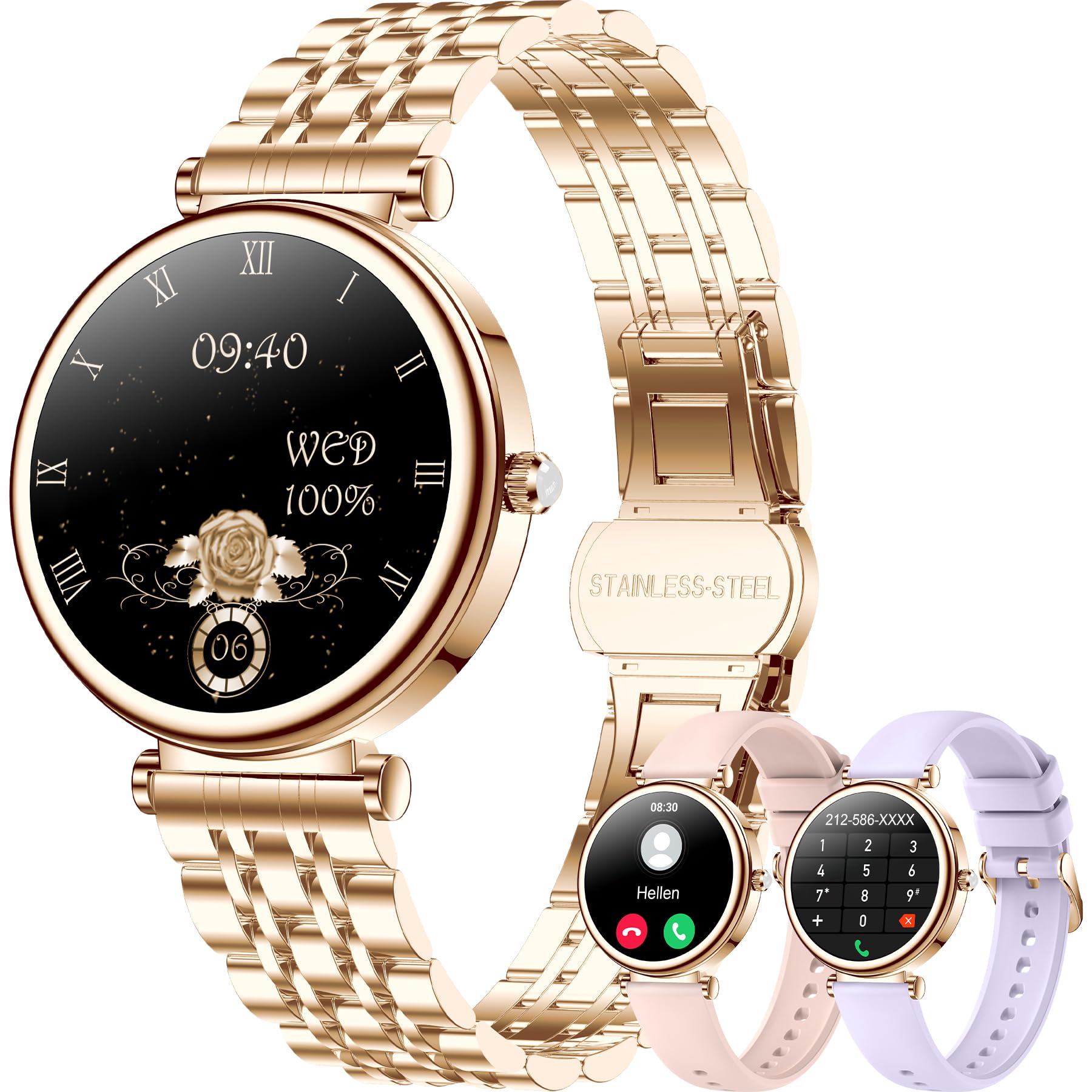 Betatree Smartwatch Donna con Effettua/Risposta Chiamate, 1,27" Orologio Digitale Fitness, 120+ Sportive Contapassi/Cronometro, Sonno/Cardiofrequenzimetro, Impermeabile IP67 Android/iOS Smart Watch