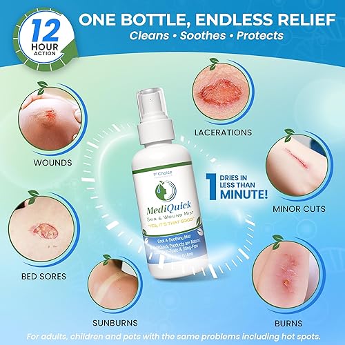 Miniatura 3 de Niebla para piel y heridas para enfermedades inflamadas de la piel y la herida  Natural, no tóxico y sin picadura  Ayuda con erupciones cutáneas,