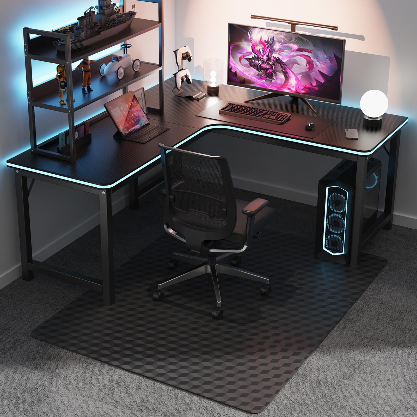 Chair Mat for Carpet SALLOUS 46 x 60 Office Chair Mat for Carpeted Floors Heavy Duty Vinyl Floor