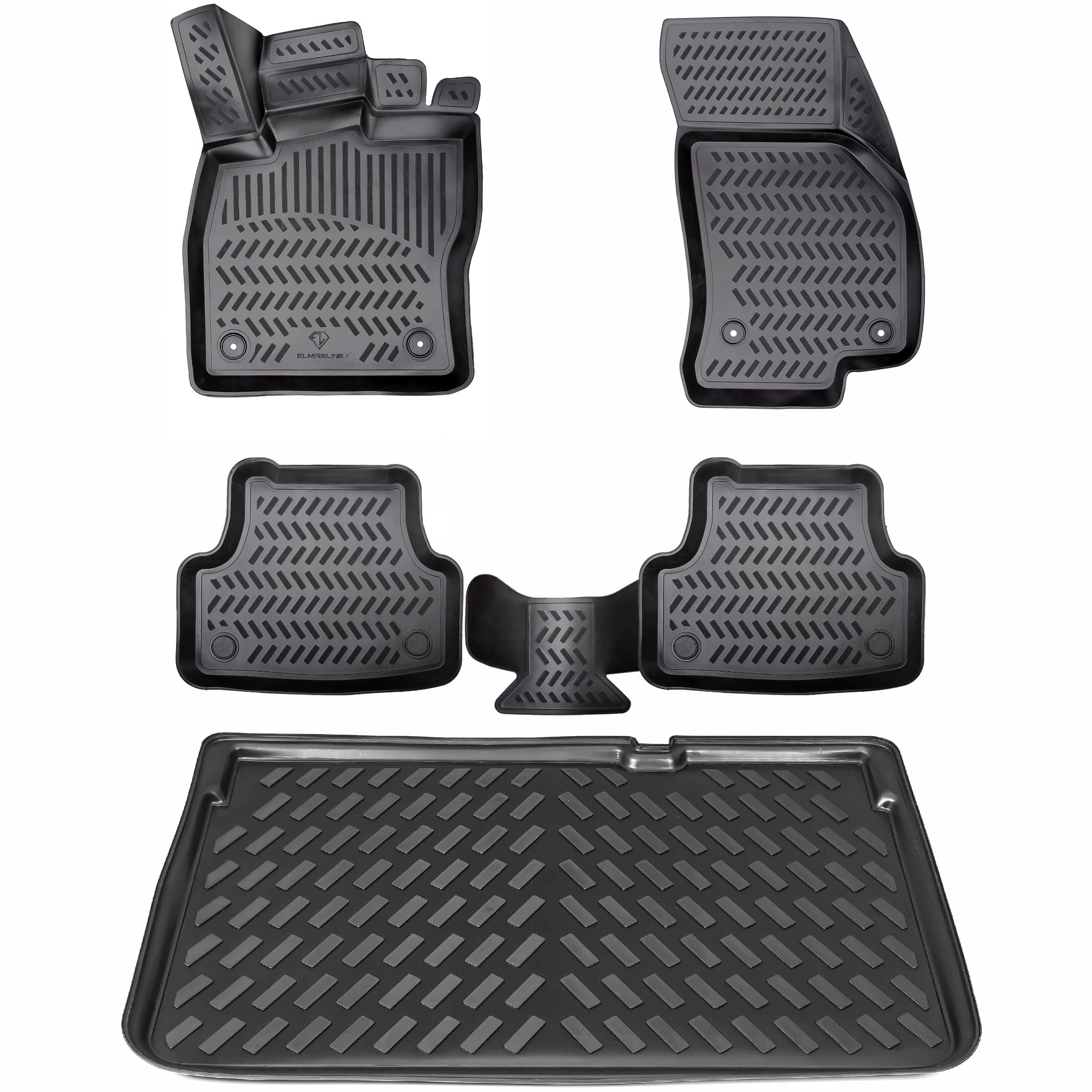 ELMASLINE 3D Tappetini IN Gomma per Citroen e-C4 (Elettrico) Da 2020 Bordo